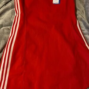 adidas Red Mini Dress with White Stripes